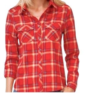 Love Tree Red Plaid Cotton Long Sleeves Blouse
